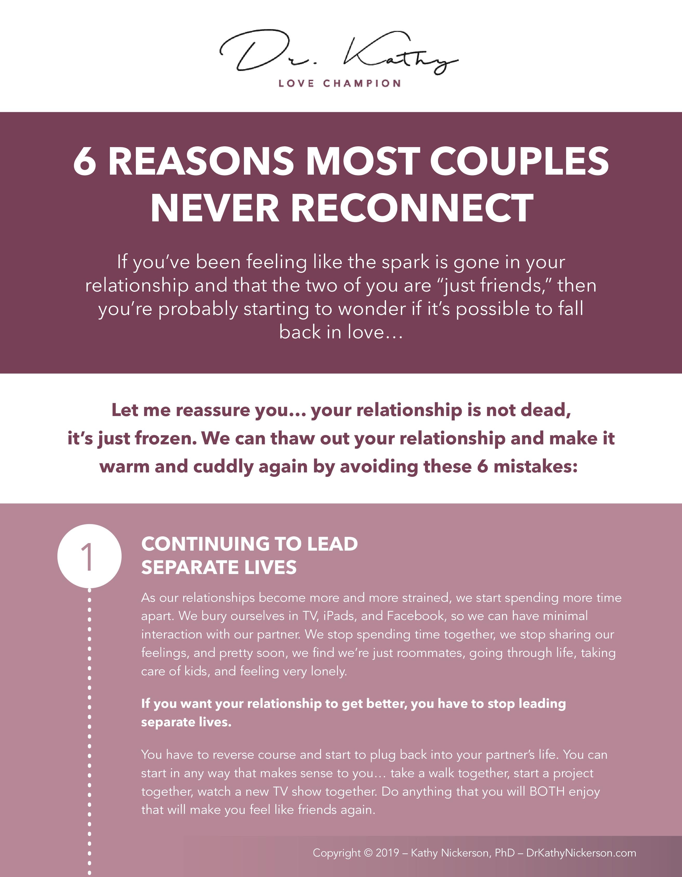 6 Reasons Most Couples Never Reconnect
